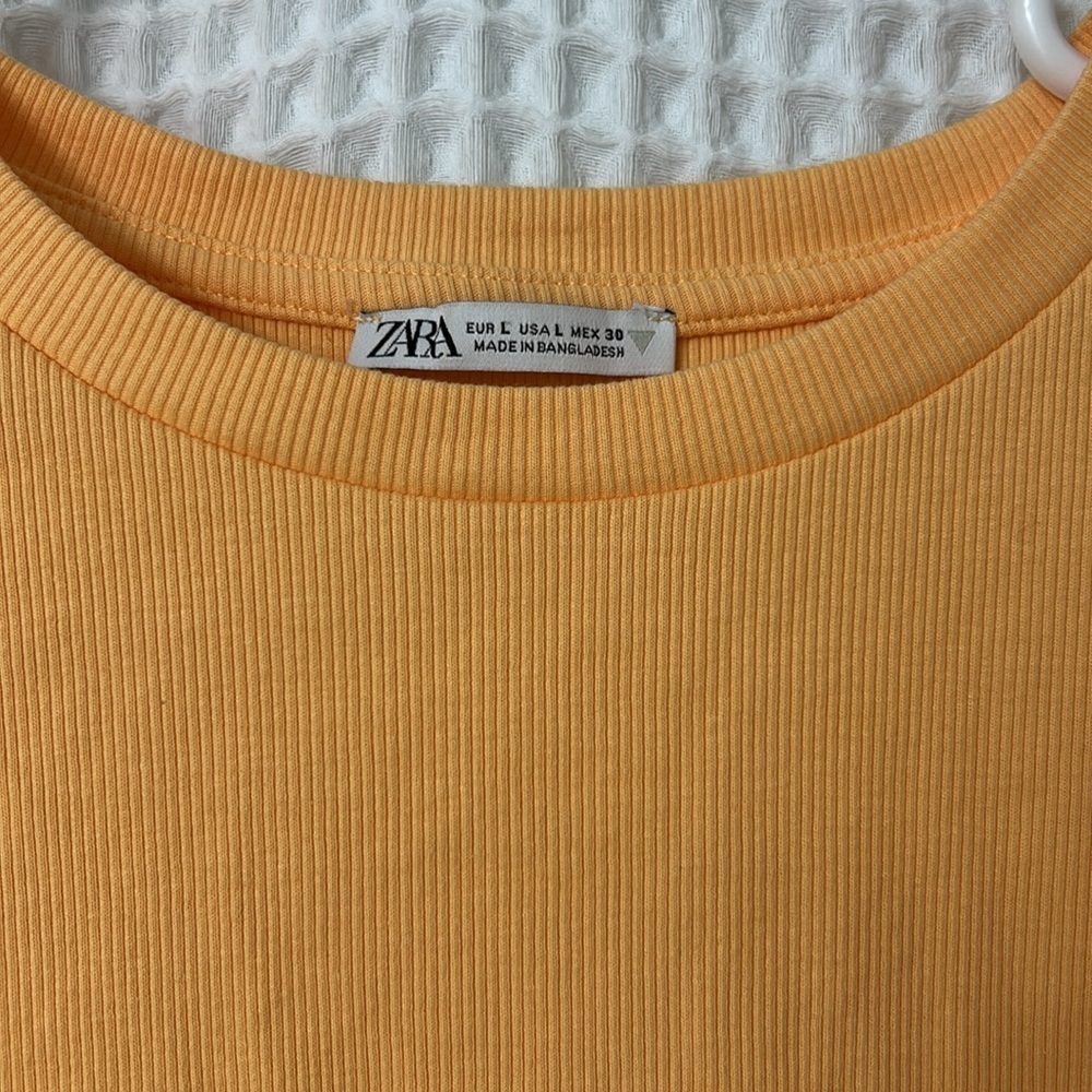 Zara Ruffle Sleeve Ribbed Tank Top Large - Picture 3 of 5